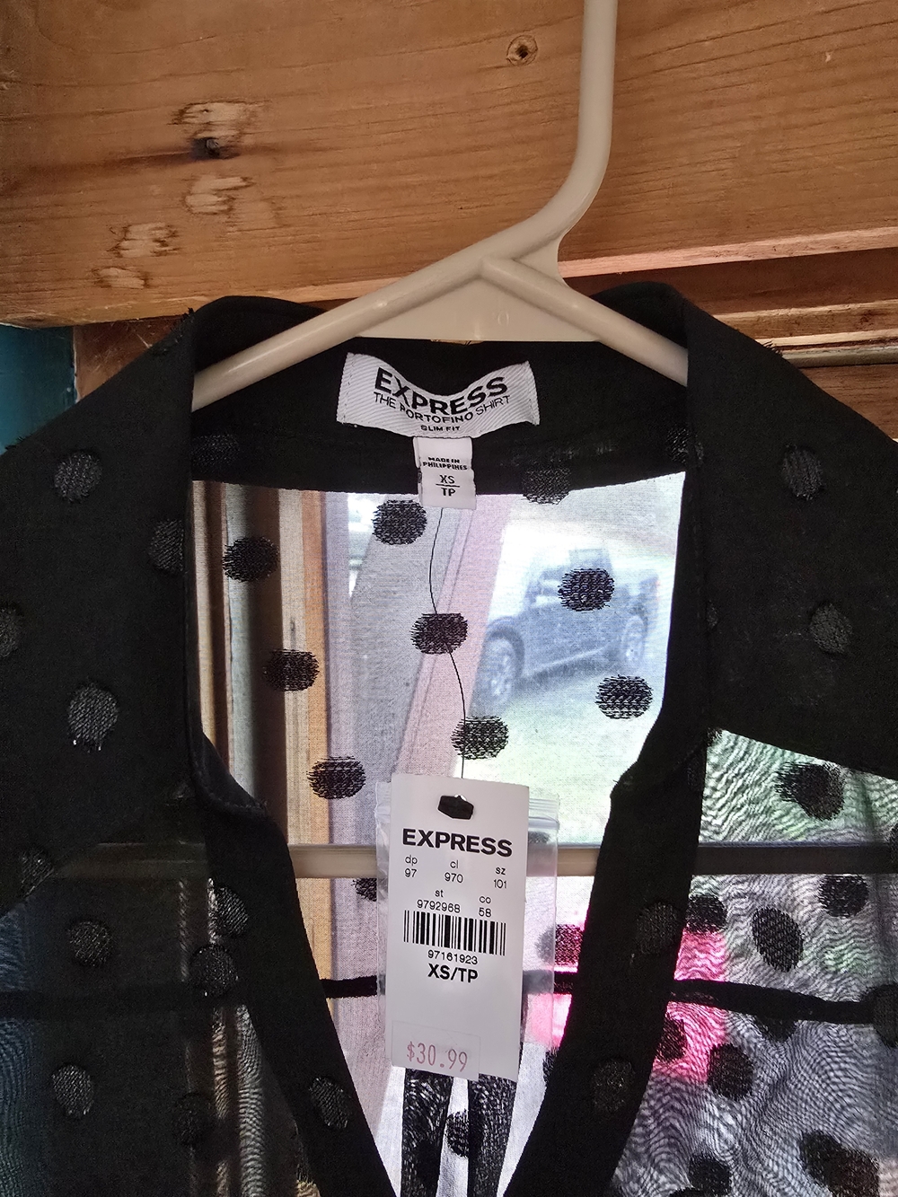 Express Sheer Black Polka Dot Blouse